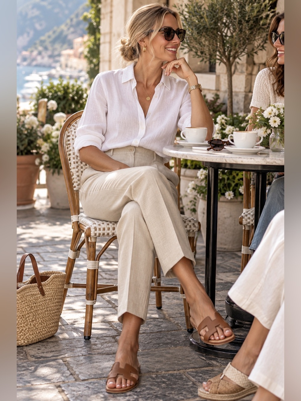 Liz Claiborne Neutral Beige High-Rise Tailored Trousers